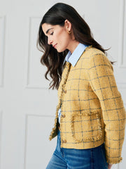 J.McLaughlin Abigail Jacket In Window Pane Mustard | Women Jackets
