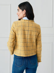 J.McLaughlin Abigail Jacket In Window Pane Mustard | Women Jackets