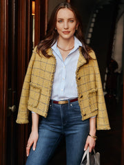 J.McLaughlin Abigail Jacket In Window Pane Mustard | Women Jackets