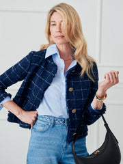 J.McLaughlin Abigail Jacket In Window Pane Navy/white | Women Jackets