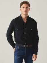J.McLaughlin Ace High Woven Cord Shirt Navy | Men Shirts