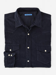 J.McLaughlin Ace High Woven Cord Shirt Navy | Men Shirts