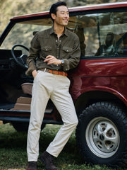 J.McLaughlin Ace High Woven Cord Shirt Olive | Men Shirts