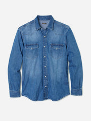 J.McLaughlin Ace High Woven Denim Shirt Light Denim | Men Shirts