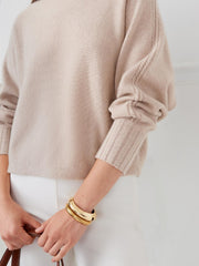 J.McLaughlin Adrian Cashmere Turtleneck Light Heather Taupe | Women Sweaters