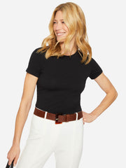 J.McLaughlin Allie Cap Sleeve Tee Black | Women Shirts & Tops