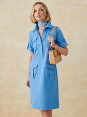 J.McLaughlin Amber Dress In Riptide Jacquard Chambray | Women Dresses