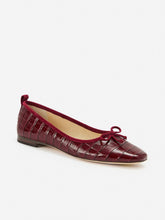 J.McLaughlin Anastasia Embossed Leather Flats In Crocodile French Merlot | Women Shoes