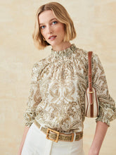 J.McLaughlin Antonia Blouse In Paisley Flourish Off White/brown | Women Shirts & Tops