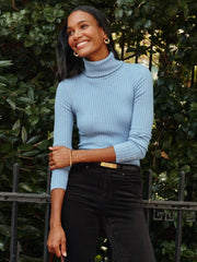 J.McLaughlin Arlette Turtleneck Light Chambray | Women Sweaters