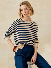 J.McLaughlin Asher Sweater In Stripe Light Khaki/navy | Women Sweaters