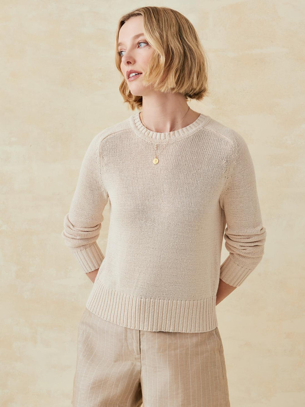 J.McLaughlin Asher Sweater Light Oatmeal | Women Sweaters