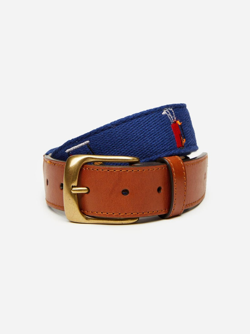 J.McLaughlin Ashton Embroidered Belt In Golf Bag Navy | Men Shoes & Accessories