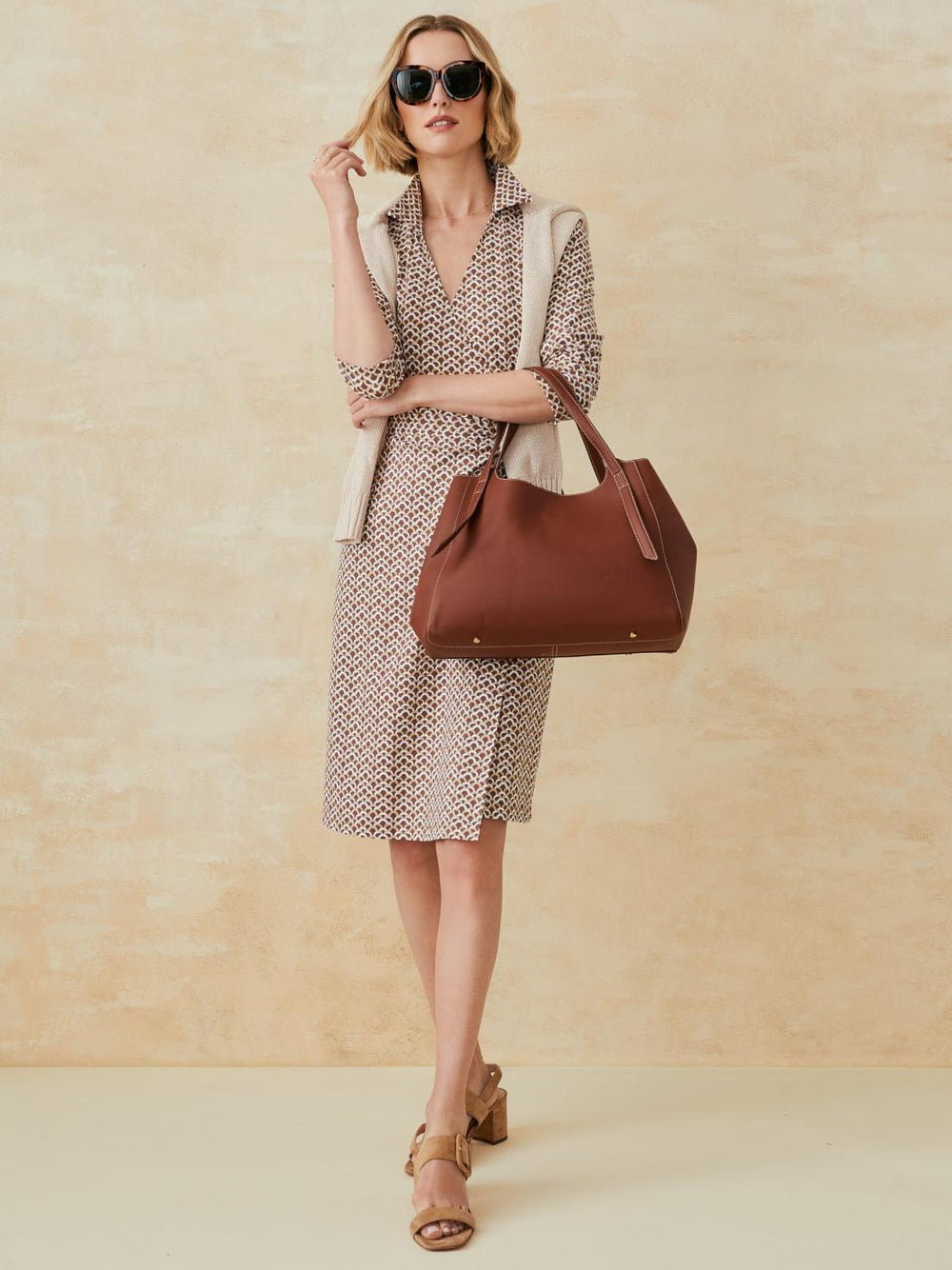 J.McLaughlin Benjamina Dress In Mini Among The Dunes Chocolate/tan | Women Dresses