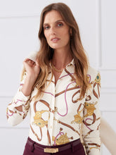 J.McLaughlin Betty Shirt In Neo Scylla Off White/gold/brown | Women Shirts & Tops