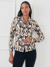 J.McLaughlin Betty Shirt In Retro Wave Olive/black | Women Shirts & Tops