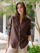 J.McLaughlin Britt Linen Shirt Dark Brown | Women Shirts & Tops