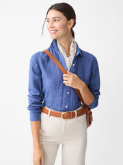 J.McLaughlin Britt Linen Shirt Dark Chambray | Women Shirts & Tops