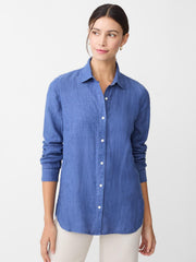 J.McLaughlin Britt Linen Shirt Dark Chambray | Women Shirts & Tops