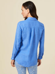 J.McLaughlin Britt Linen Shirt French Blue | Women Shirts & Tops