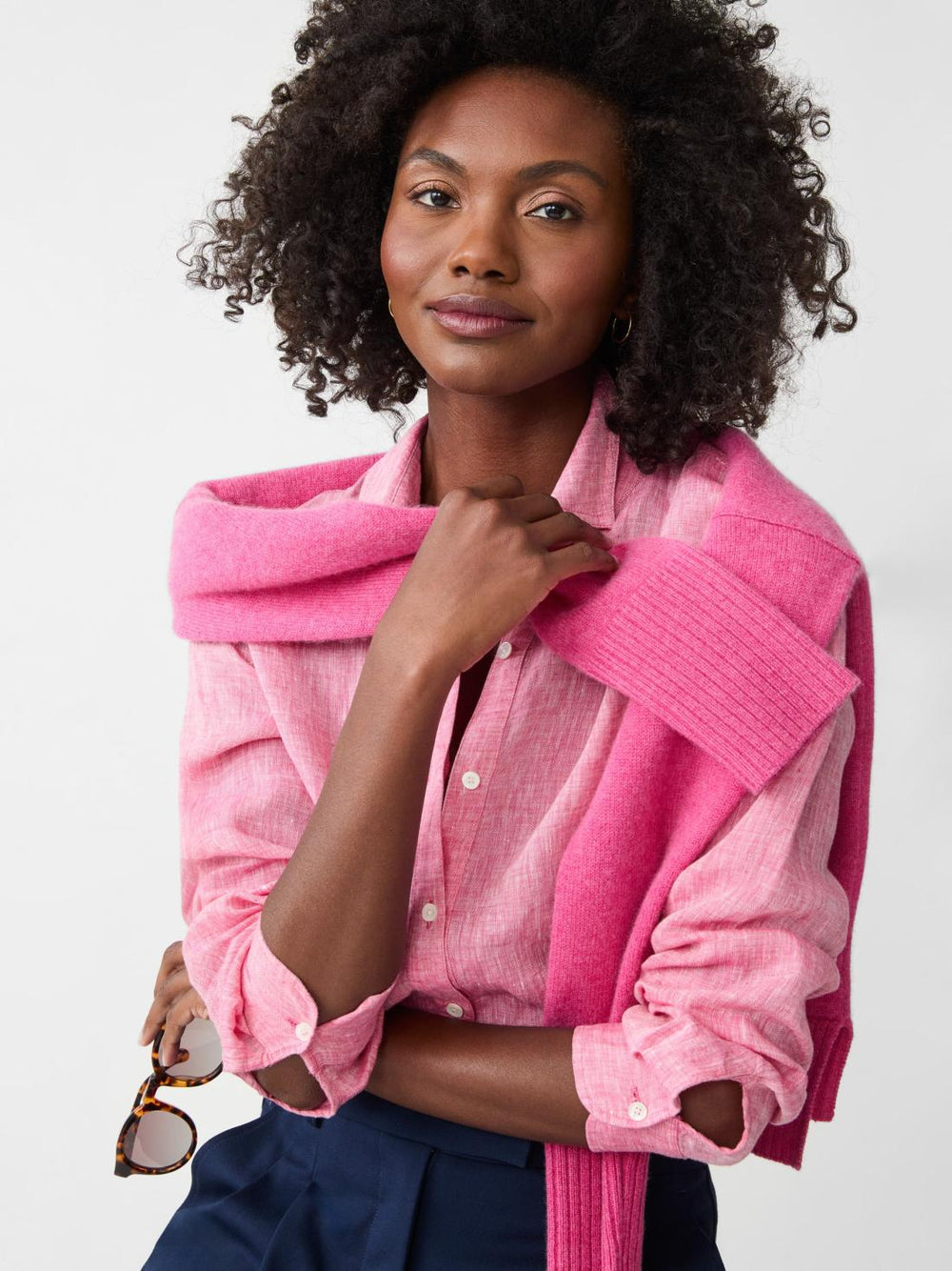J.McLaughlin Britt Linen Shirt Persian Pink | Women Shirts & Tops