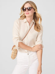 J.McLaughlin Britt Linen Shirt Tan | Women Shirts & Tops