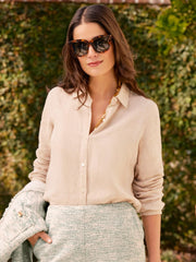 J.McLaughlin Britt Linen Shirt Tan | Women Shirts & Tops