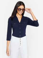 J.McLaughlin Brynn Lyford Jersey Shirt Winter Navy | Women Shirts & Tops