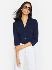 J.McLaughlin Brynn Lyford Jersey Shirt Winter Navy | Women Shirts & Tops