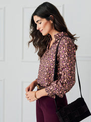 J.McLaughlin Cecilia Blouse In Flower Market Plum/purple/off White | Women Shirts & Tops