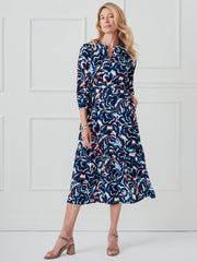 J.McLaughlin Cerina Dress In Garden Dance Off White/navy | Women Dresses