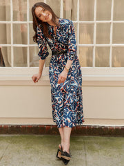 J.McLaughlin Cerina Dress In Garden Dance Off White/navy | Women Dresses