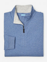 J.McLaughlin Clermont Cotton 1/4 Zip Heather Light Denim | Men Knits & Polos