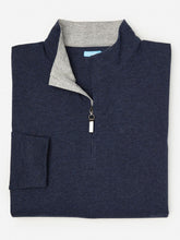 J.McLaughlin Clermont Cotton 1/4 Zip Heather Navy | Men Knits & Polos