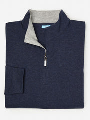 J.McLaughlin Clermont Cotton 1/4 Zip Heather Navy | Men Knits & Polos