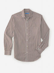 J.McLaughlin Club Classic Fit Shirt In Bengal Stripe Brown/white | Men Shirts