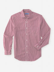J.McLaughlin Club Classic Fit Shirt In Bengal Stripe Claret/white | Men Shirts
