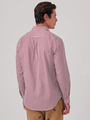 J.McLaughlin Club Classic Fit Shirt In Bengal Stripe Claret/white | Men Shirts