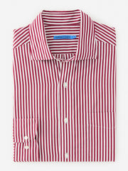 J.McLaughlin Club Classic Fit Shirt In Bengal Stripe Claret/white | Men Shirts