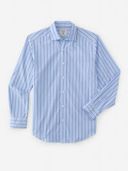 J.McLaughlin Club Classic Fit Shirt In Shadow Stripe Blue/light Blue/white | Men Shirts