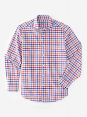 J.McLaughlin Club Classic Fit Shirt In Tattersall Blue/orange/oxford Blue | Men Shirts