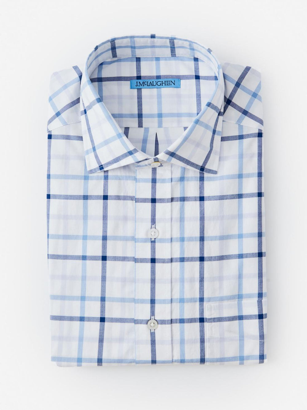 J.McLaughlin Club Classic Fit Shirt In Window Pane White/blue/navy | Men Shirts