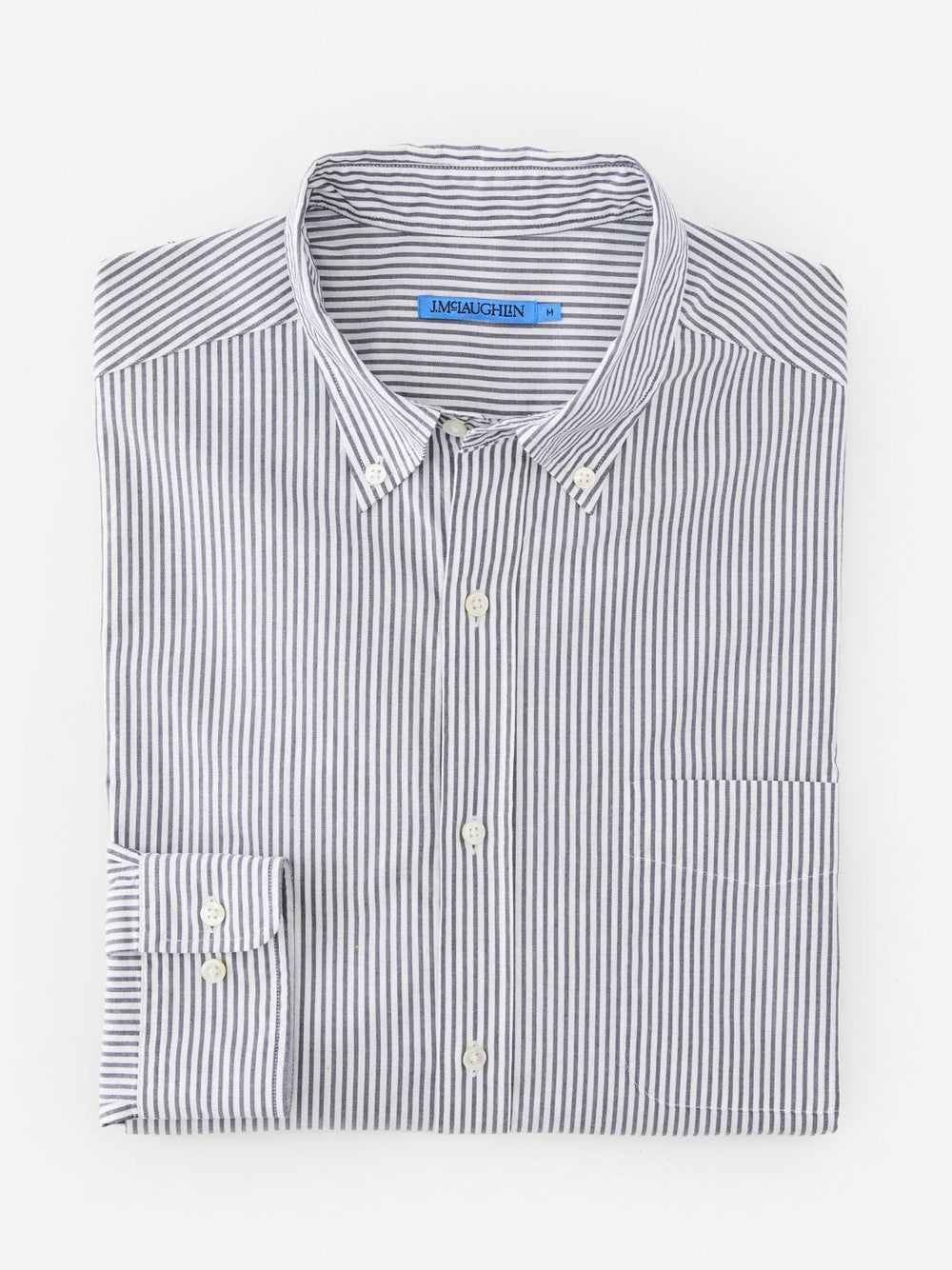 J.McLaughlin Collis Classic Fit Shirt In Stripe Navy/white | Men Shirts