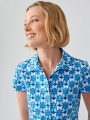 J.McLaughlin Court Cap Sleeve Polo In Pop Tulip Dark Blue/blue/white | Women Shirts & Tops