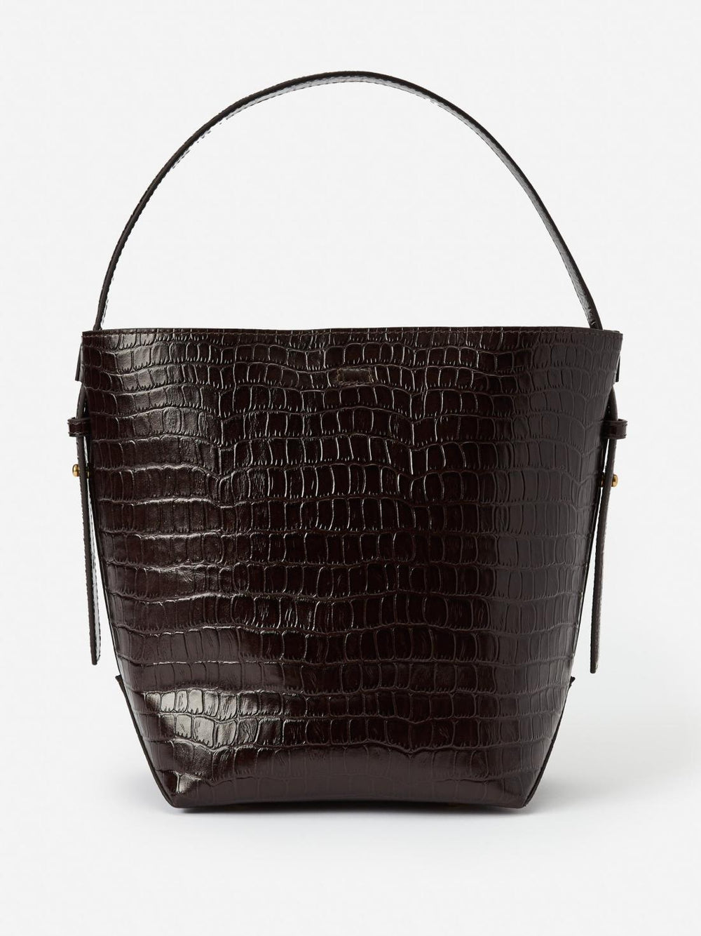 J.McLaughlin Crawford Leather Bucket Bag In Crocodile Dark Brown | Women Shoes & Accessories