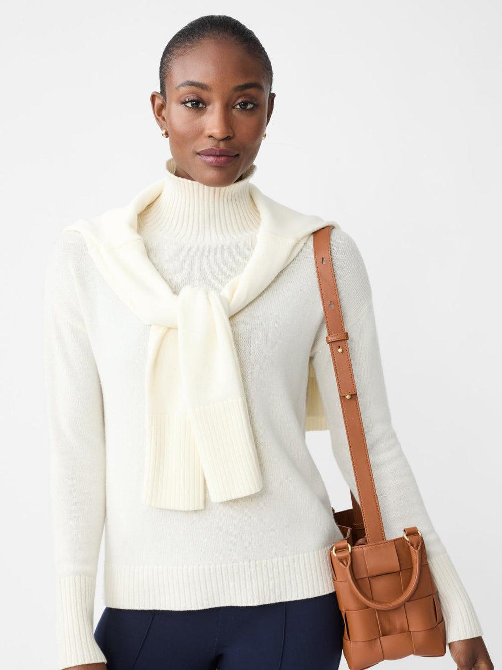 J.McLaughlin Dina Cashmere Turtleneck Ivory | Women Sweaters