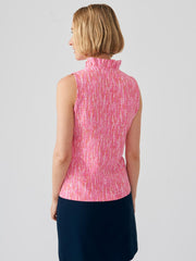 J.McLaughlin Durham Sleeveless Ruffle Top In Abstract Memo Pink/light Pink | Women Shirts & Tops