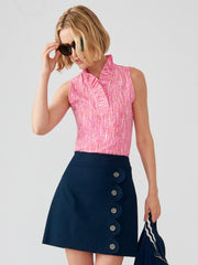 J.McLaughlin Durham Sleeveless Ruffle Top In Abstract Memo Pink/light Pink | Women Shirts & Tops
