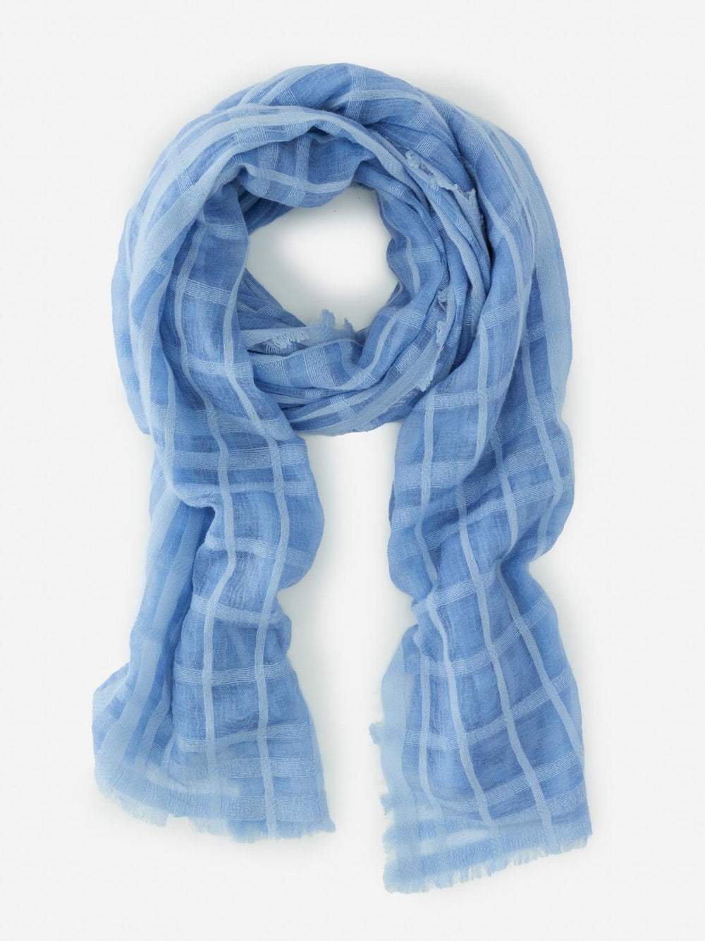 J.McLaughlin Farida Scarf In Plaid Light Denim | Women Scarves