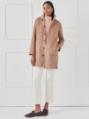 J.McLaughlin Frade Reversible Coat In Herringbone Tan | Women Coats